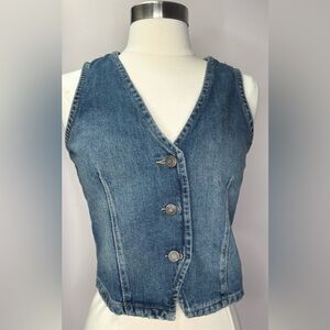 Zara Blue Denim Button Front Vest
